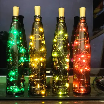 5pcs Steklenico Vina Svetlobe s Pluto Niz LED Luči baterijsko Pravljice Luči Garland Božično zabavo, Poroko Bar Dekoracijo
