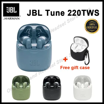 Original JBL Tune 220TWS Brezžične Bluetooth Stereo Slušalke Čepkov Bas Zvok Slušalke JBL T220 Slušalke z Mikrofonom + Pokrov