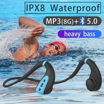 Q1 Kostne Prevodnosti za Slušalke Vgrajen Pomnilnik 8G IPX8 Nepremočljiva Predvajalnik Glasbe MP3, Plavanje, Potapljanje Slušalke 15 Dni Pripravljenosti