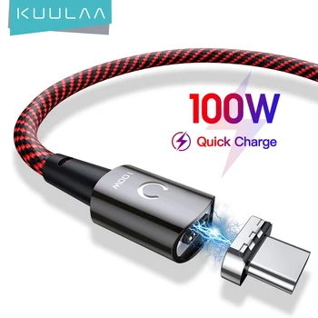 KUULAA PD 100W USB Tip C Tip C Kabel Za iPhone 15 Xiaomi Mi 10t Pro POCO x3 Magnetni 5A Kabel Za MacBook Pro Kabel