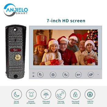 Anjielosmart Video Interkom za Doma Notranjo 7-Palčni Zaslon Stanovanjskih Interkom HD Prostem Kamere Zvonec Elektronski Vratar
