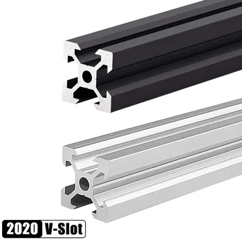 2/4pcs 2020 V terminu Aluminij Profil Ekstrudiranje 100mm-1500mm Linearni Železniškega za CNC 3D Tiskalnik, Črno Srebrna