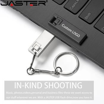 JASTER Mini Metal Silver USB 2.0 Flash Disk 16GB 32GB 64GB Dejanske Zmogljivosti U Disk Prosto po Meri LOGO na Debelo Poslovna Darila
