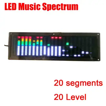 Multicolor LED Glasbeni Spekter Zaslon Analyzer AVTO MP3 Avdio Ojačevalnik 20 Indikator Nivoja ritem VU METER URA 5V 12V