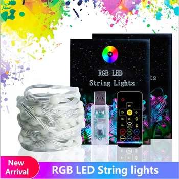 LED Niz Luči Trakovi Fleksibilni Trak RGB Za Domov Zunanji Spalnica Dekoracijo S Krmilnik Lučka Noč svetlobe