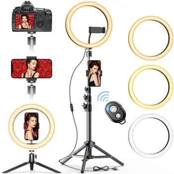 Selfie Obroč Svetlobe s Tr Stojalo in Držalo za Telefon, Mizo Lepoto Krog LED Ringlight za Ličila Fotografije v Živo Paro Fotoaparat Vl