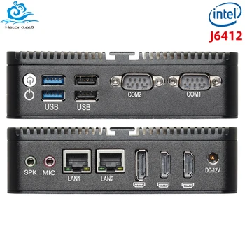 Industrijska Mini PC J6412 2LAN 2COM DDR4 16GB 4USB Tri Zaslon WIFI Podporo Win10 Namizni Računalnik