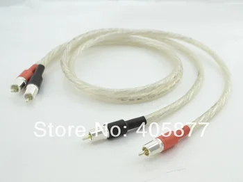 Par 6N Srebro Audio Video kabel 1,5 M RCA povezujejo kabel s srebrno Hi Koncu audiorca plug