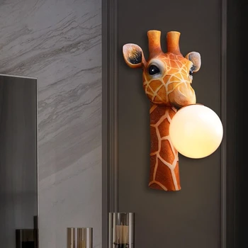 Sodobna Žirafa Stenske Svetilke Retro Ročno Smolo Olajšave LED Stenske Luči za dnevno Sobo Postelji Notranji Dom Dekoracija Spalnica Lučka