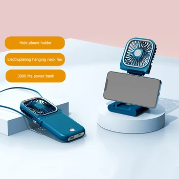 Mini Visi Vratu Fan Nastavljiva, Zložljiva Prenosna Izključi mikrofon Ročni USB Polnilna Moč z Nosilcem za na Prostem Hladilni Ventilator