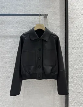 Ovčje kože jakna jakna ukrivljen ramenih krojenje oblikovanje priložnostne moda 2023 pade novi modeli